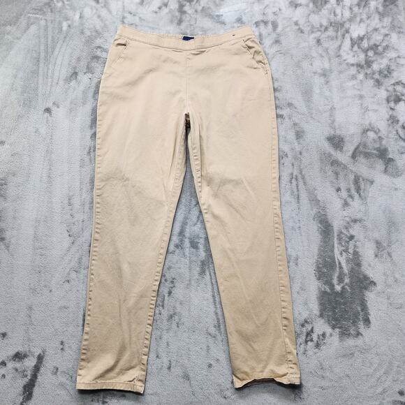 Basic Editions Pants Womens L Tan Khaki High Rise Pull On Skinny Ankle Chino - Picture 1 of 10